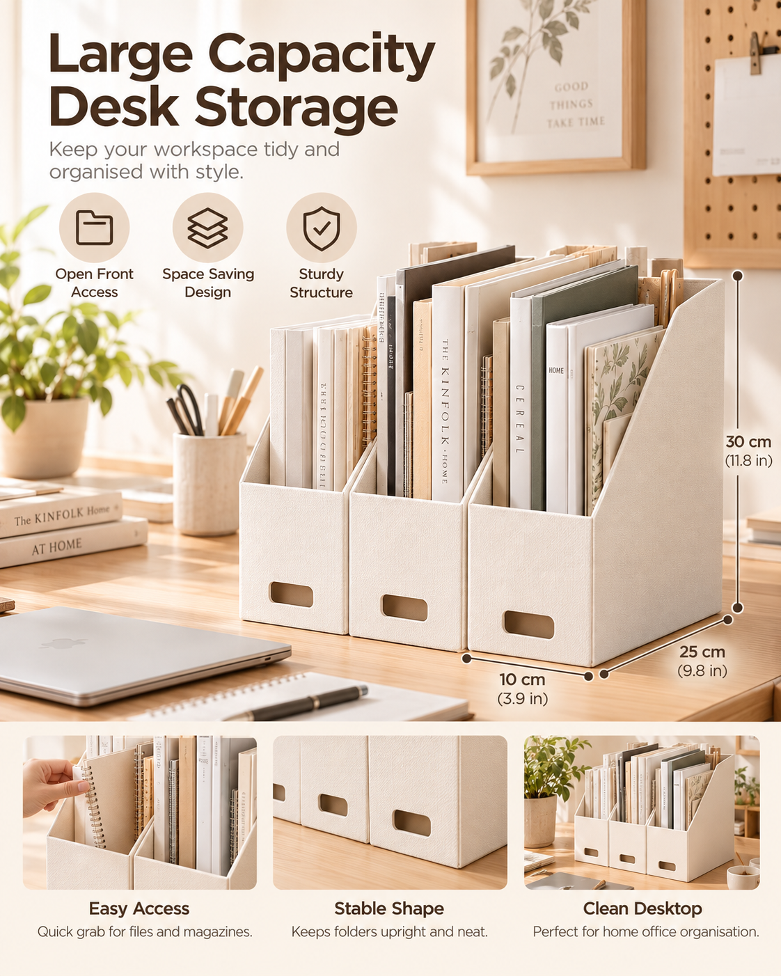 Wecnspel File Organizer Box – Desktop Document Storage Holder for Files, Magazines, Books & Office Supplies, Home Office Organization Solution