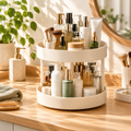 Wecnspel 360° Rotating Storage Rack – Double Layer Lazy Susan Organizer for Kitchen Countertop, Bathroom Vanity & Makeup Essentials, Space Saving Home Organization Solution