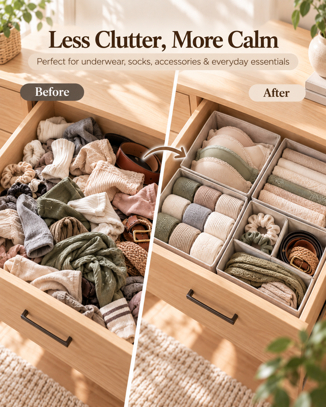 Wecnspel Drawer Organizer Set – Foldable Fabric Storage Boxes for Clothes, Socks, Underwear & Accessories, Closet Drawer Organization Solution