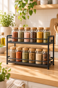 Wecnspel 2 Tier Spice Rack Organizer – Metal Kitchen Countertop Storage Shelf for Seasonings, Spice Jars, Herbs & Cooking Essentials