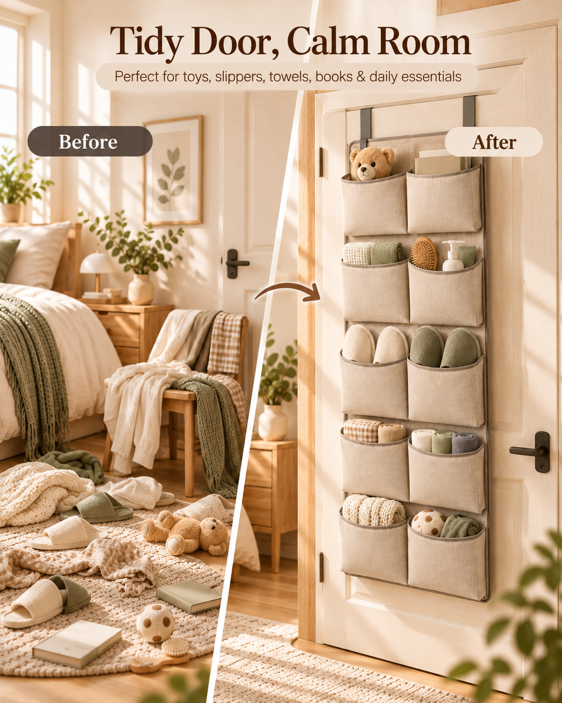 Wecnspel Over Door Hanging Organizer – Large Capacity Storage Bag with Multiple Pockets for Bedroom, Bathroom, Closet & Home Organization